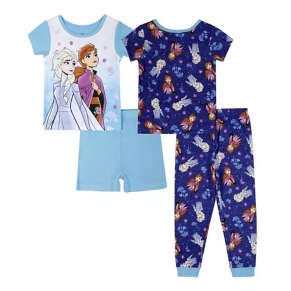 Frozen Toddler Girls Short Sleeves Pajama Set, 4 Piece Girl - Picture 3 of 6